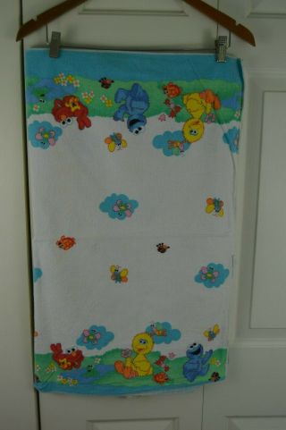 Vintage Riegel Sesame Street Baby Receiving Blanket Flannel Big Bird Elmo Clouds 6