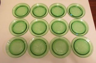 Vintage Set Of 12 Uranium Green Depression Glass ? Unmarked Drink Coasters