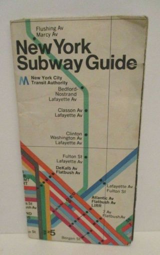 Vintage 1974 York City Folded Subway Map Transit Authority