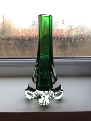 Vintage Meadow Green Whitefriars Glass Elephant Foot Vase 9728 Geoffrey Baxter