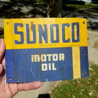 Vintage Sunoco Motor Oil Tin Sign 1937 Sun Oil Company