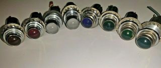 10 Dialco Glass Lens 1/2 " 1 " Panel Light Indicators Red Blue White Green