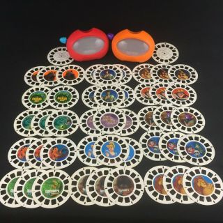 Set Of 2 Vtg View Masters With 46 Flip Reels By Mattel Red And Orange 1998