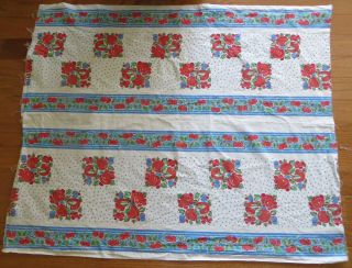 Vintage Feedsack Blue Red Fruit Apples Feed Sack Quilt Sewing Fabric 2
