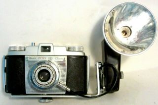 Vtg Brown Case & Flash Kodak Pony 135 35mm Film Camera With A Flash Attachment