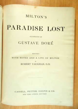 Milton ' s PARADISE LOST Illustrated by Gustave Dore 1880 ' s Cassell Petter Galpin 2