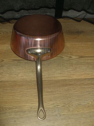 Vintage French Villedieu Copper Splayed Cuisine Sauce Pan 2mm Brass Handle Stamp