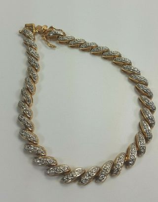 Vintage Qvc Technibond Gold Vermeil Sterling Silver Tennis Bracelet