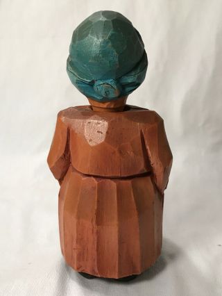 Vintage Anri Wood Hand Carved Folk Art Hidden Bottle Opener Rustic Lady Figurine 6