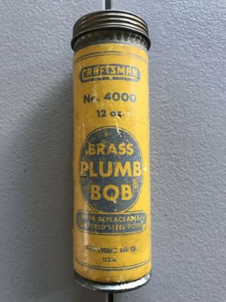 Vintage Craftsman 12 Oz.  Brass Plumb Bob No.  4000 In Package U.  S.  A.