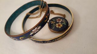 2 Vintage Cloisonne Bracelets,  Pendant Necklace,  1/20 12kt,  Chain,  Signed Ac