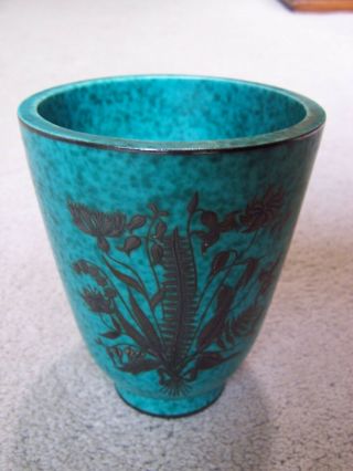 Vintage Gustavsberg Argenta 978 Porcelain Swedish Vase W/silver Flower Overlay