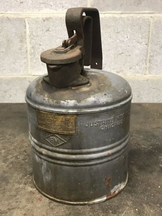 Vintage Justrite Service Station Kerosene Motor Oil Metal Gas Can Just Rite