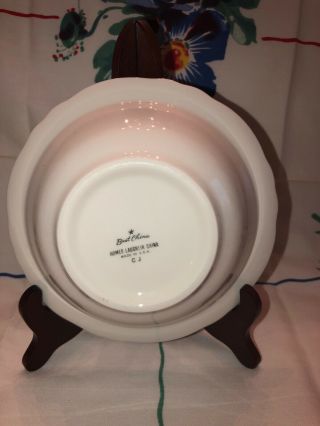 Vintage Restaurant Ware Homer Laughlin,  4 Cereal Bowls,  maroon airbrush rims 3