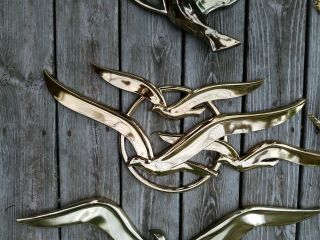 VTG Gold Syroco LARGE BIRDS IN FLIGHT Wall Decor Art Seagulls 5 PC Set USA HTF 5