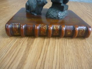 VINTAGE AFTER MAITLAND SMITH PATINATED BRONZE MICE ON MAHOGANY BOOK PAPER HOLDER 7