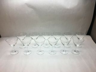 Set Of 12 Vintage Mini Martini Glasses Blown Plain Design Short Deep Cup