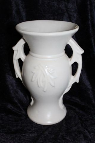 Vintage Matte White Mccoy 2 Handled Classic Vase - 1940 