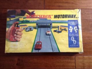 Vintage 1967 Matchbox Motorway 12 Racetrack Set With Cars In Boxes