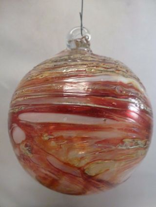 Vintage Ornament Hand Blown Art Glass Ball Christmas Window Witch 3.  5 "