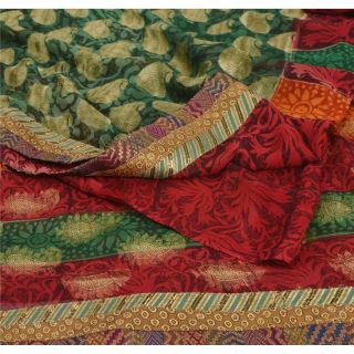 Sanskriti Vintage Saree Pure Georgette Silk Printed Woven Sari Craft Fabric
