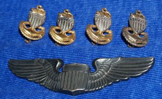 Vintage 3 " Sterling Silver Wwii Usaf Military Wings & 4 Coast Guard