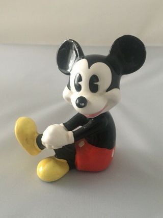 Vintage Walt Disney Productions Mickey Mouse Sitting Porcelain Figurine Japan