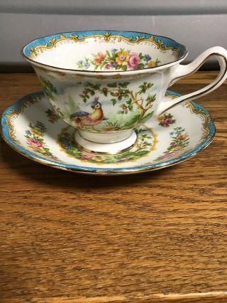 Vintage Royal Albert Chelsea Bird Tea Cup And Saucer With Gold Trim,  Bone China