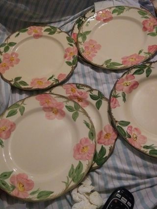 6 Vintage Franciscan Desert Rose 10.  5 " Dinner Plates Usa Handpainted