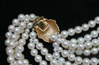 Vintage Carolee 6 Six Strand Pearl Necklace with Matte Gold clasp 3