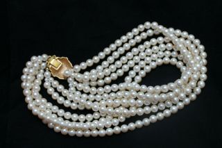 Vintage Carolee 6 Six Strand Pearl Necklace with Matte Gold clasp 4