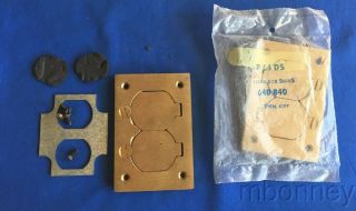 3 Vintage Steel City Brass Floor Plate Outlet Cover Plates Nos