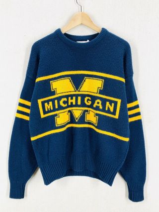 Vtg Cliff Engle University Of Michigan Wolverines Sweater Sz M Bo Schembechler