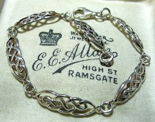 Vintage Jewellery Sterling Silver 925 Celtic Infinity Knot Link 7 " Bracelet
