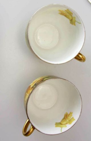 2 Vintage Thomas Sevres Bavaria Tea Cup Yellow Roses Gold Trim 5