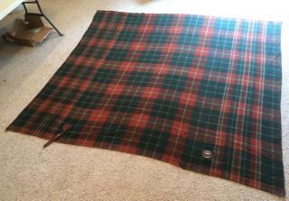 Plaid Early 1900s Vintage Wool Horse Blanket W/leather Strap 84x87 "