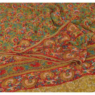Sanskriti Vintage Saree Pure Georgette Silk Kalamkari Printed Sari Craft Fabric
