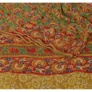 Sanskriti Vintage Saree Pure Georgette Silk Kalamkari Printed Sari Craft Fabric 2