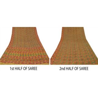 Sanskriti Vintage Saree Pure Georgette Silk Kalamkari Printed Sari Craft Fabric 3