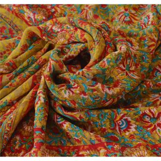 Sanskriti Vintage Saree Pure Georgette Silk Kalamkari Printed Sari Craft Fabric 5
