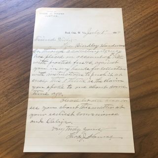 Rock Oak,  Hardy County Wv - Letter - Thos J.  Hawse Justice - Vintage - 1909