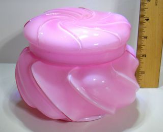 Vintage Fenton Wild Rose Pink Wave Crest Powder Or Candy Jar And Lid