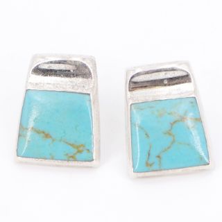 Vtg Sterling Silver - Mexico Turquoise Stone Inlay Post Earrings - 4g