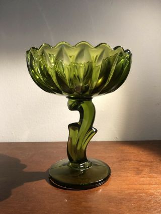 Vintage Green Depression Glass Candy Dish