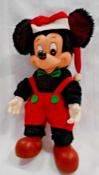 Mickey Mouse Old Vintage 15 " Plush Stuffed Toy By Applause 8463 Plastic Face.