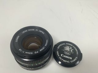 Vintage CANON LENS FD 50mm 1:1.  8 Made In Japan 1984 Olympic Games 2