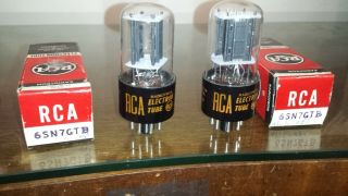Strong Nos Nib Closely Matched Pair Rca 6sn7gtb Black Plate Audio Tube Tv - 7