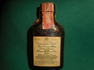 Vintage 1934 Canadian Club Miniature 1/10th Pint Whisky Bottle