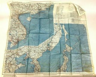 Wwii Vintage Us Army Air Force Pacific War Cloth Map 1945 Japan South Shina Sea