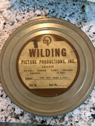 Vintage Wilding Picture Productions Tin Film Canister - " You Bet Your Life "